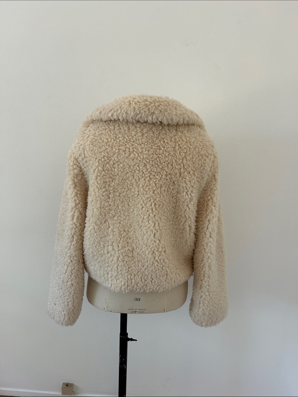 Lulus Cream Faux Shearling Teddy Jacket, Oversized Collar, Size S - Picture 12 of 16